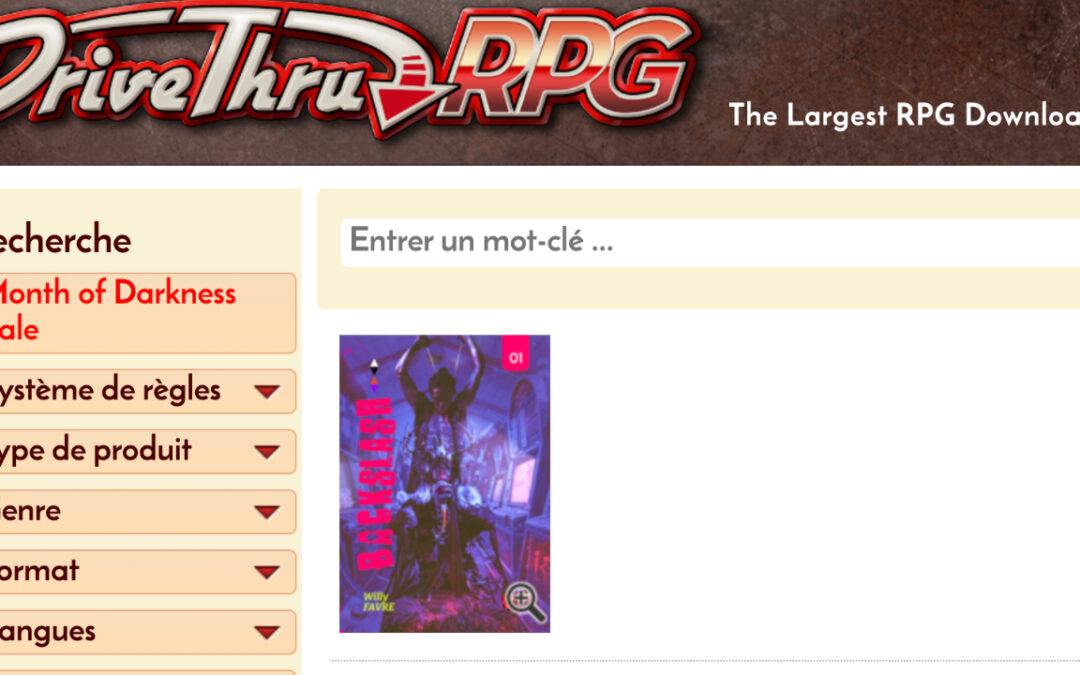 Ça débarque sur DriveThruRPG !